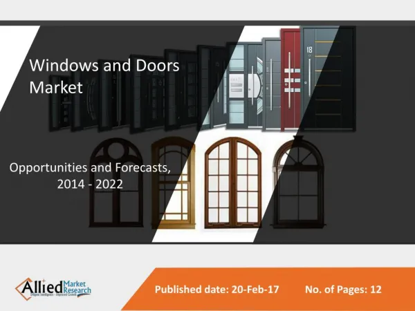 Windows and Doors Market Expected to Reach $282 Bn, Globally, by 2022
