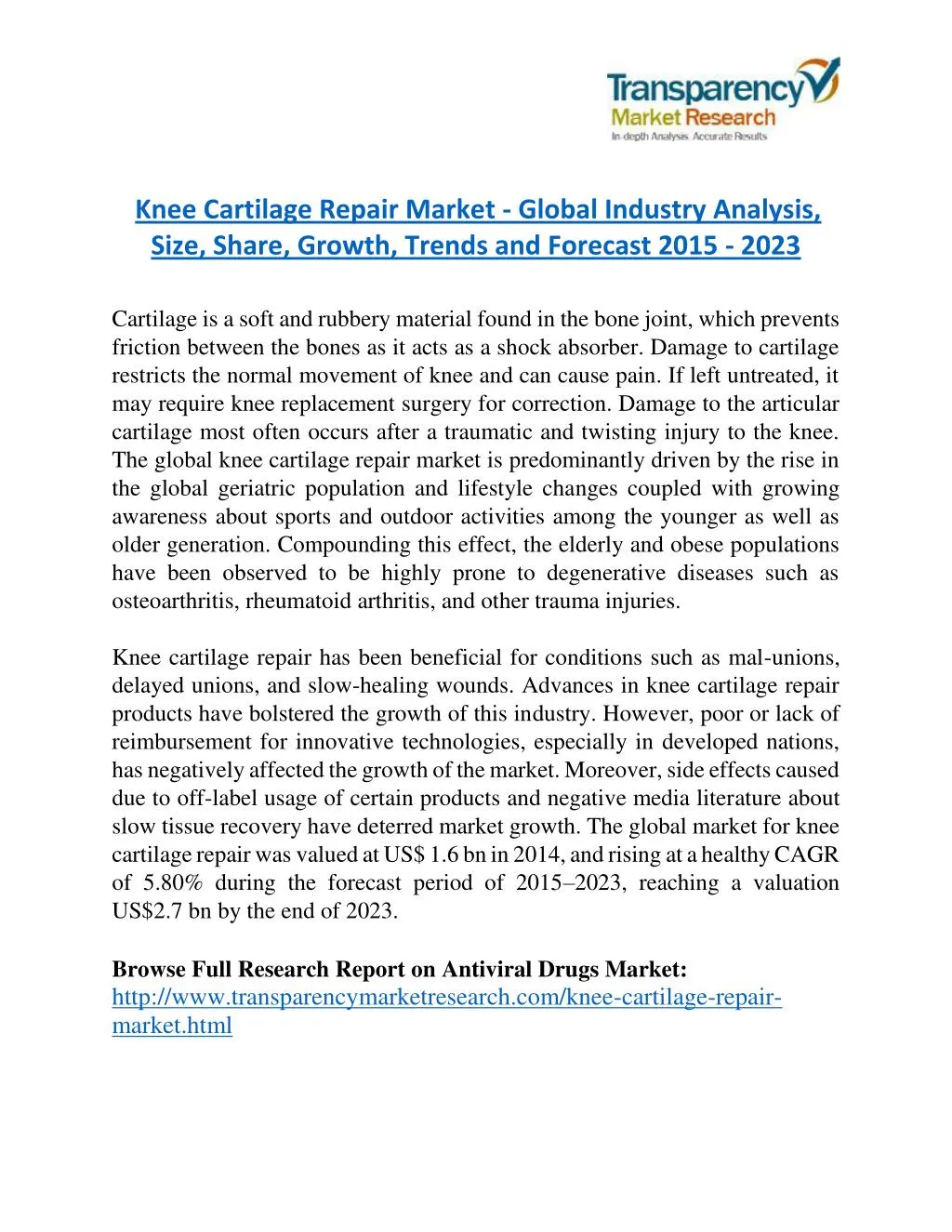 knee cartilage repair market global industry