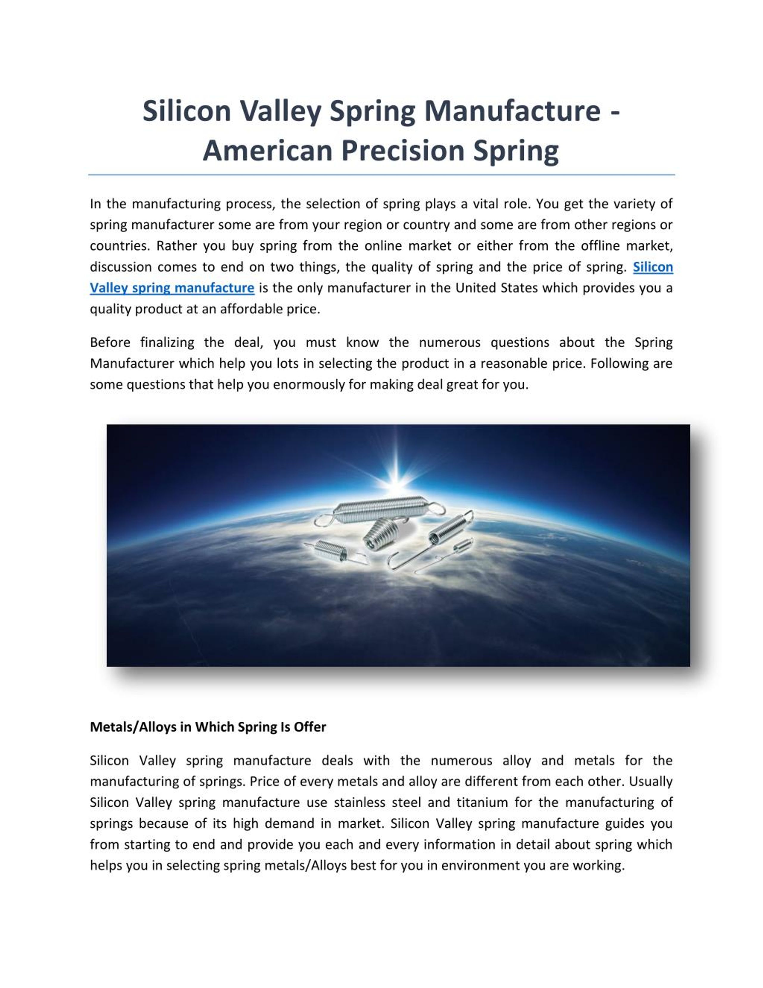 PPT - Silicon Valley Spring Manufacture - American Precision Spring ...