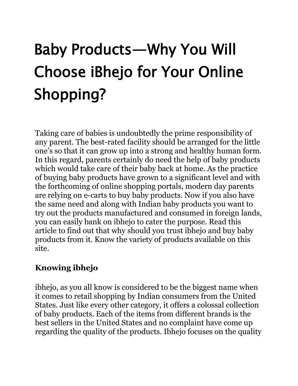 baby products choose ibhejo for your online