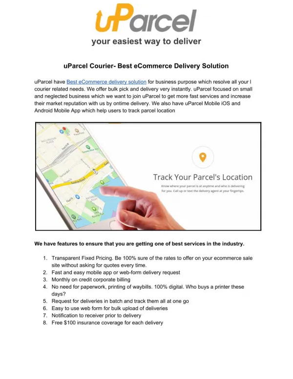 uParcel Courier- Best eCommerce Delivery Solution