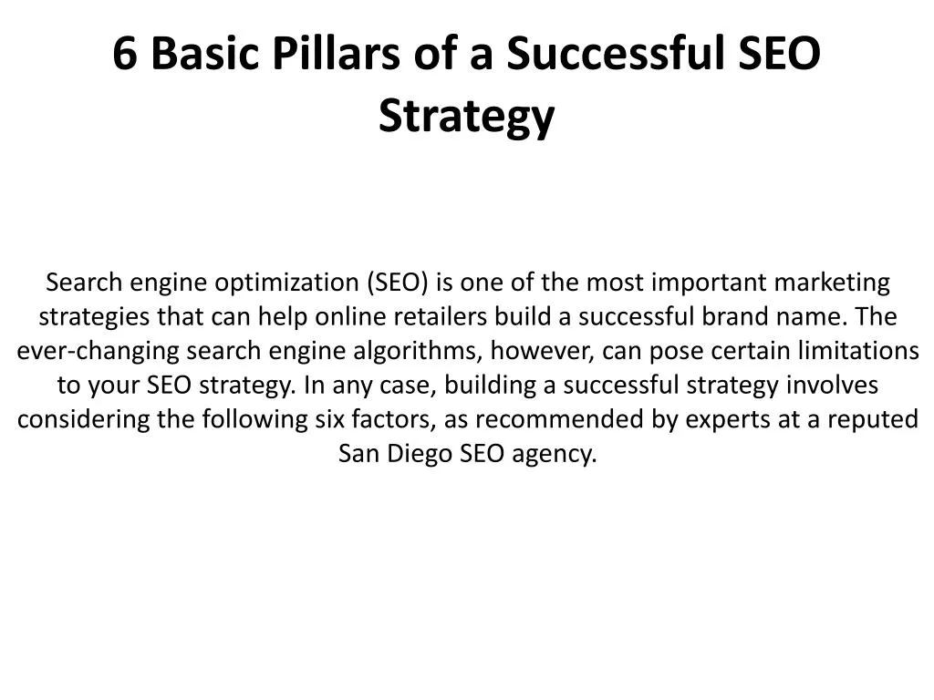 6 basic pillars of a successful seo strategy