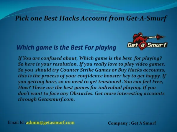 Buy Best Hacks Account from Get-A-Smurf