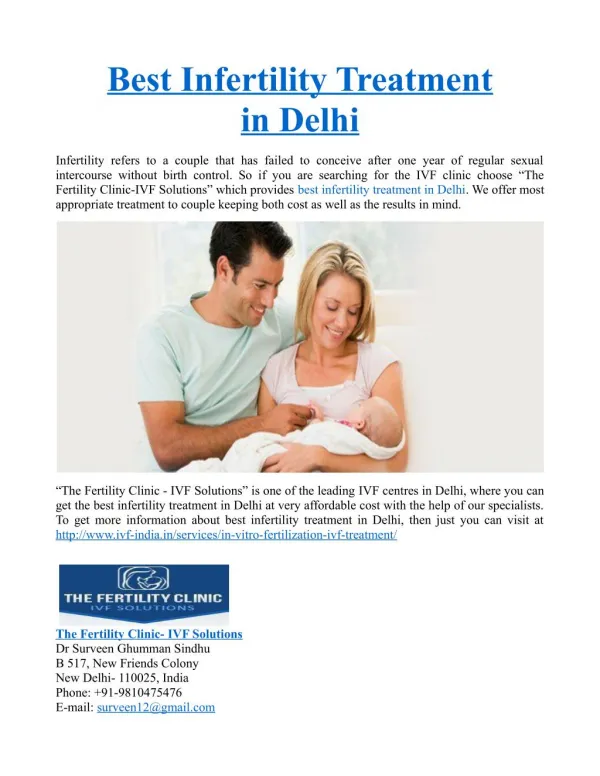Best Infertility Treatment in Delhi
