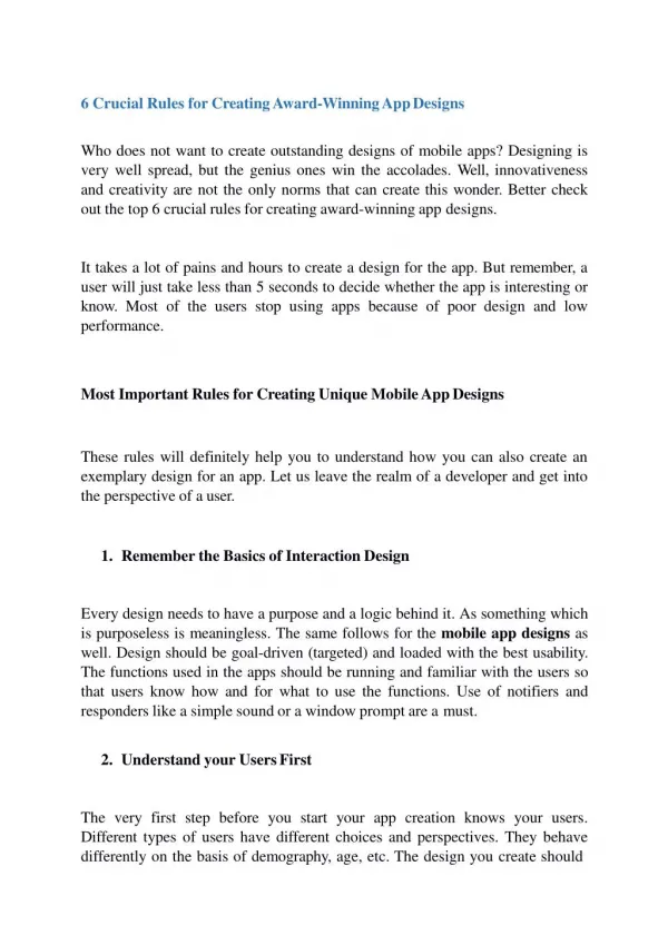 6 Crucial Rules for Creating AwardWinning App Designs