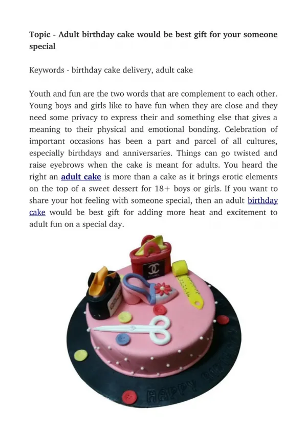 Adult birthday cake would be best gift for your someone special