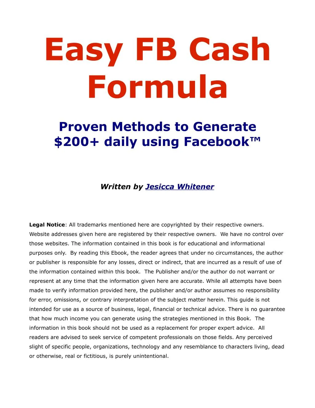 easy fb cash formula