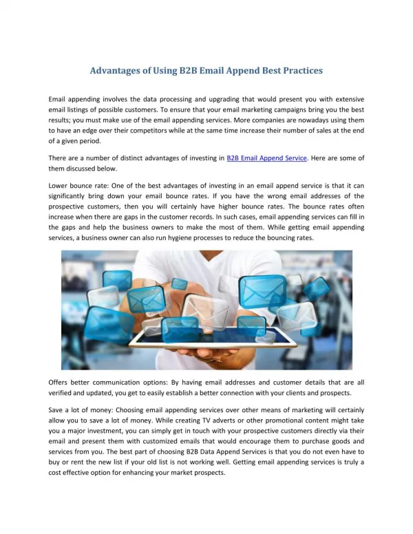 Advantages of Using B2B Email Append Best Practices