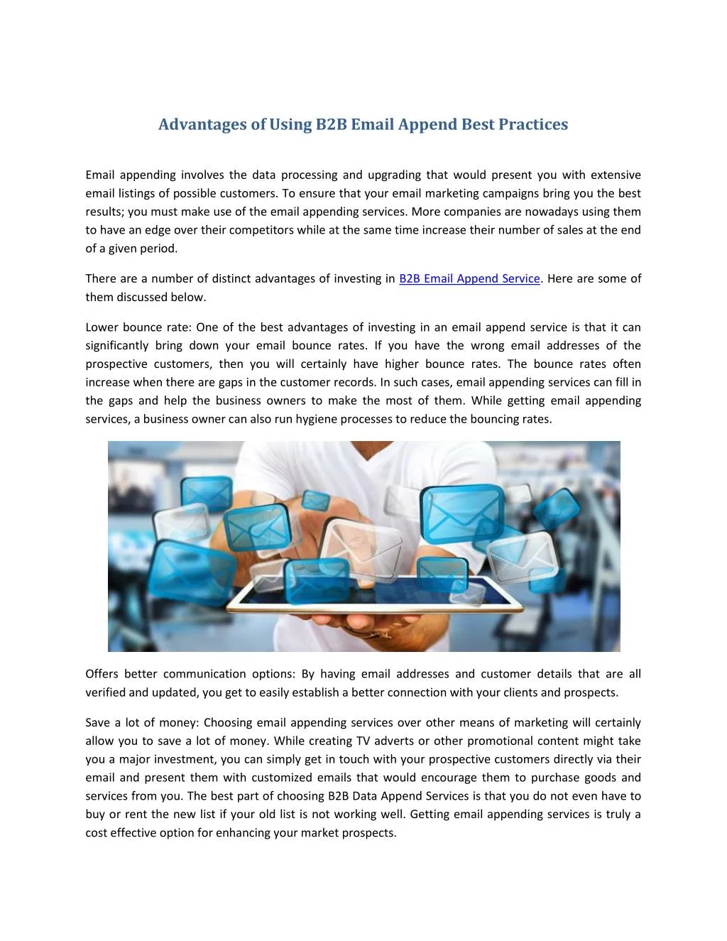 advantages of using b2b email append best