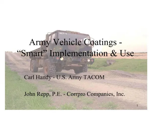 Army Vehicle Coatings - Smart Implementation Use