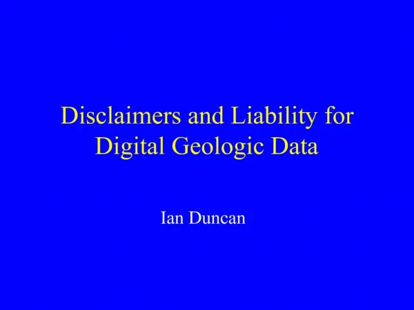 Disclaimers and Liability for Digital Geologic Data