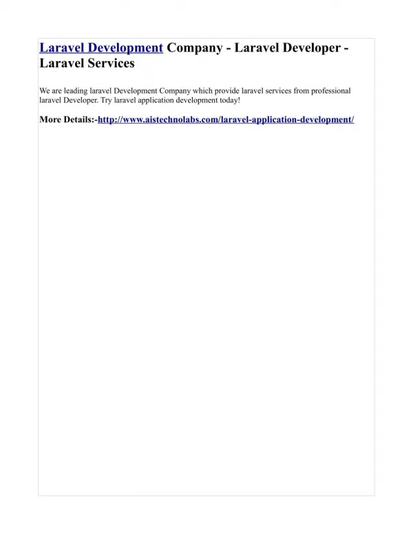Laravel Development Company - Laravel Developer - Laravel Services
