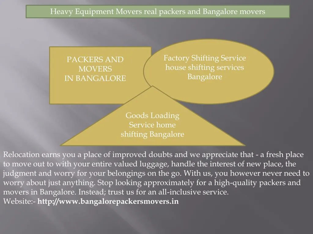 heavy equipment movers real packers and bangalore