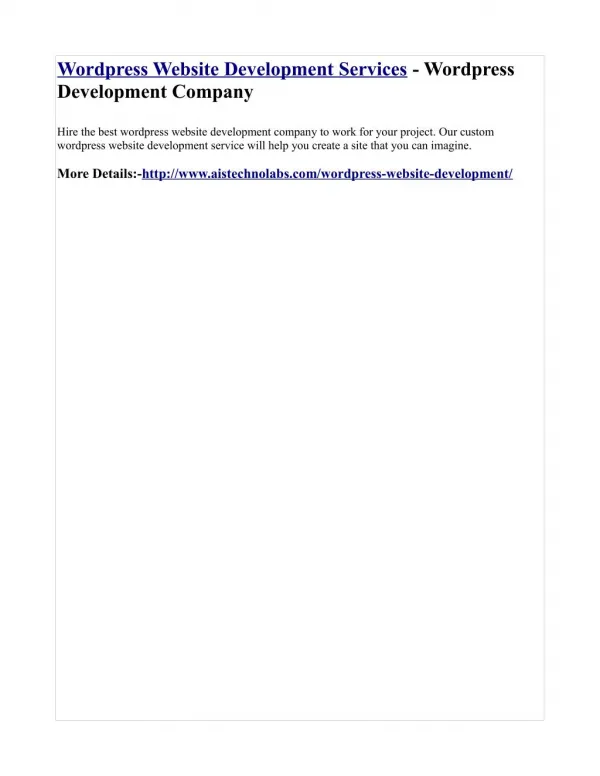 Wordpress Website Development Services - Wordpress Development Company
