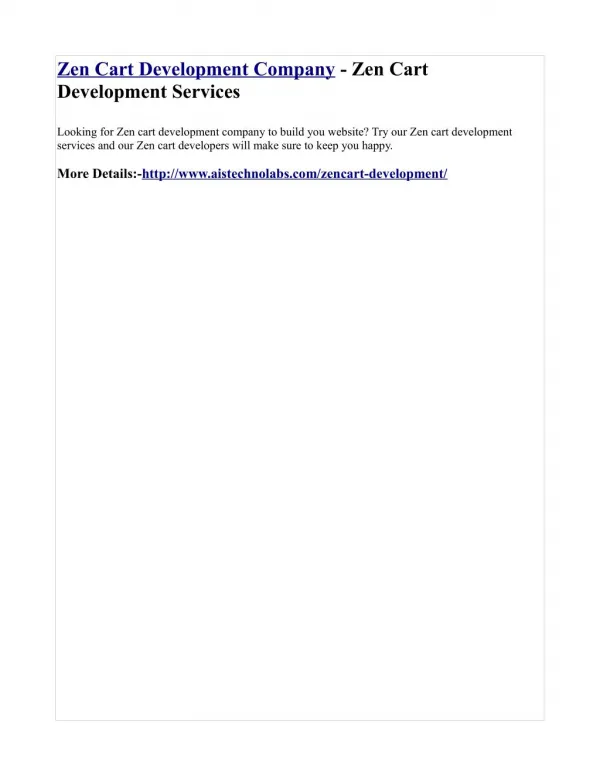 Zen Cart Development Company - Zen Cart Development Services