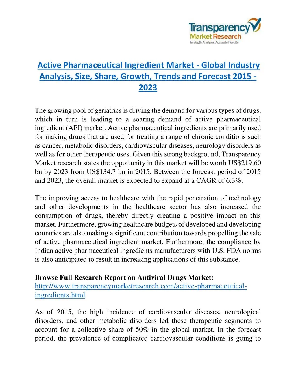 active pharmaceutical ingredient market global