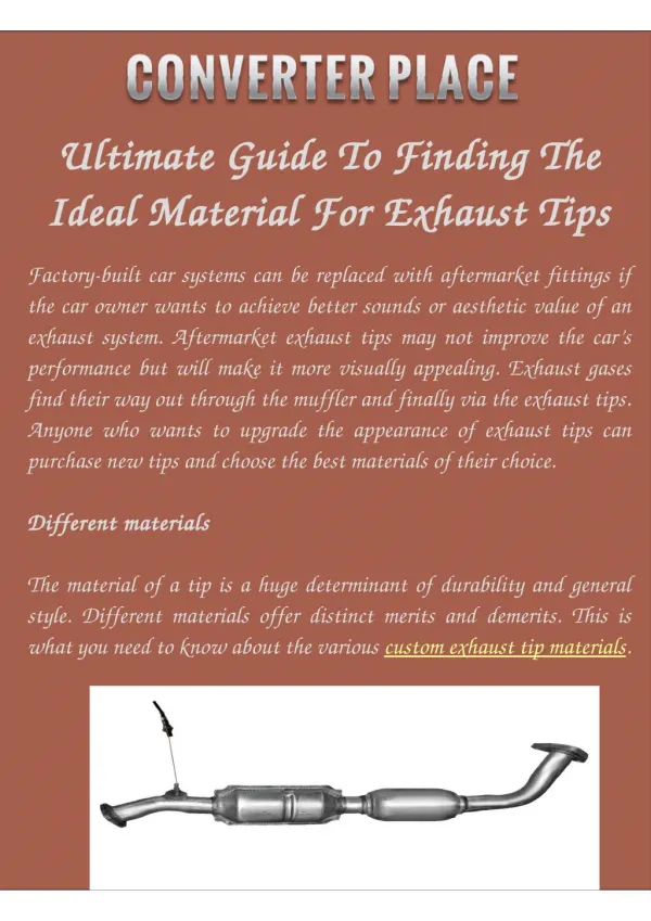 Ultimate Guide To Finding The Ideal Material For Exhaust Tips