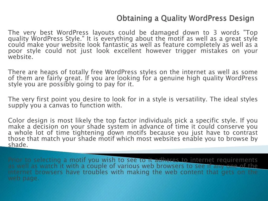 obtaining a quality wordpress design