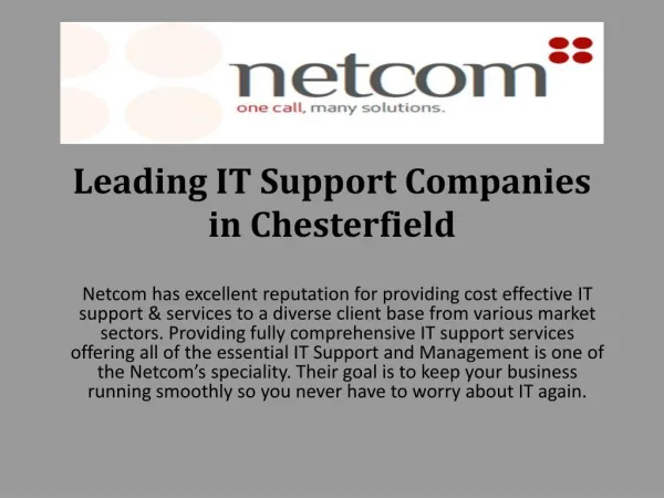 Leading IT Support Companies in Chesterfield