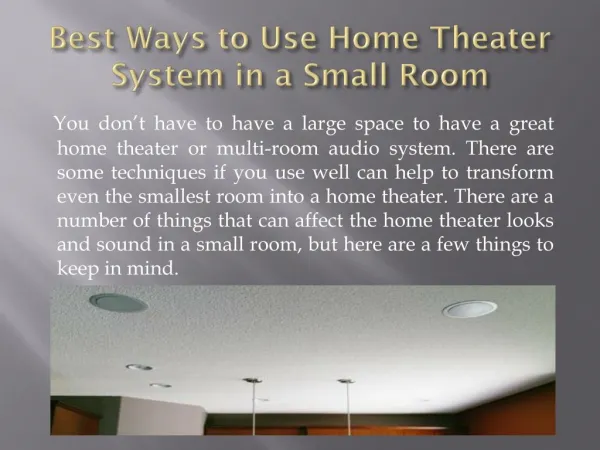 Best Ways to Use Home Theater in a Small Room