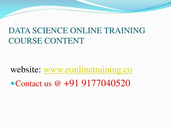 data science online training course content