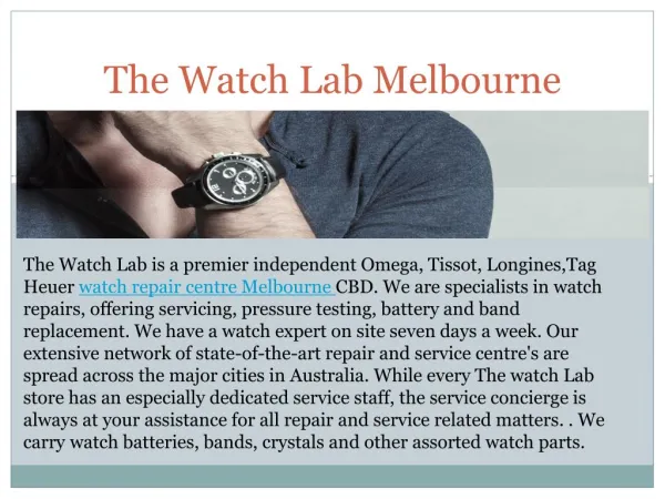 The Watch Lab Watch Repair Services Melbourne CBD