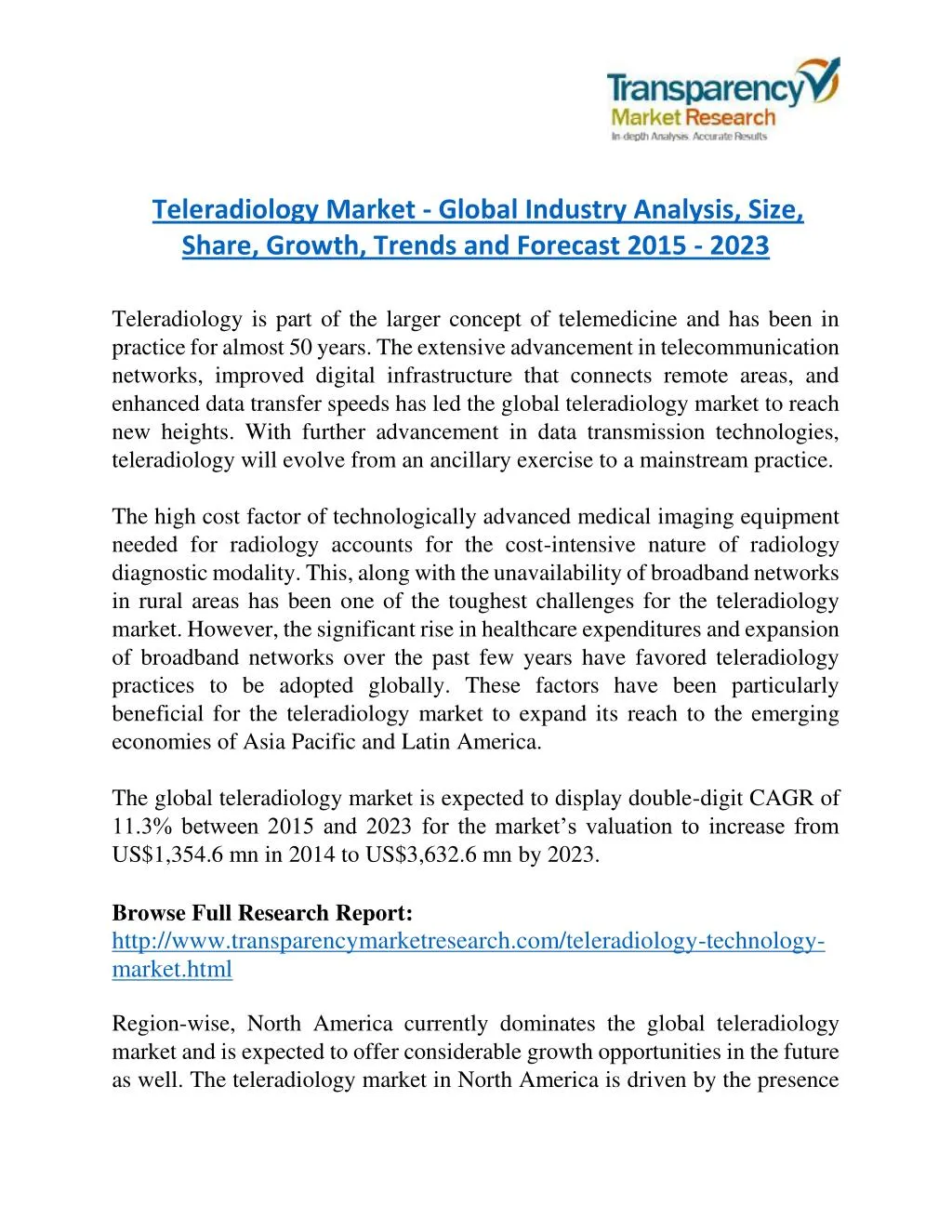 teleradiology market global industry analysis