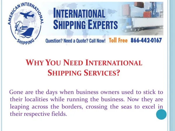 Why You Need International Shipping Services?