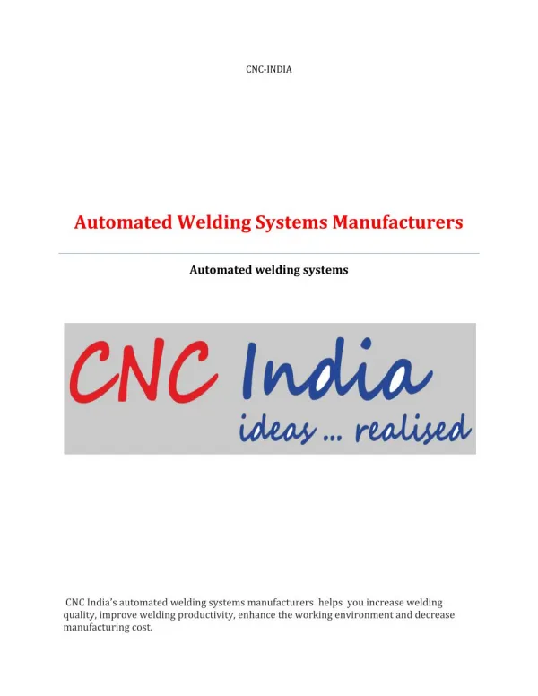 Automated welding systems manufacturers