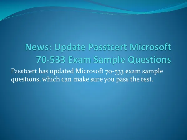 Update Passtcert Microsoft 70-533 Exam Test Questions