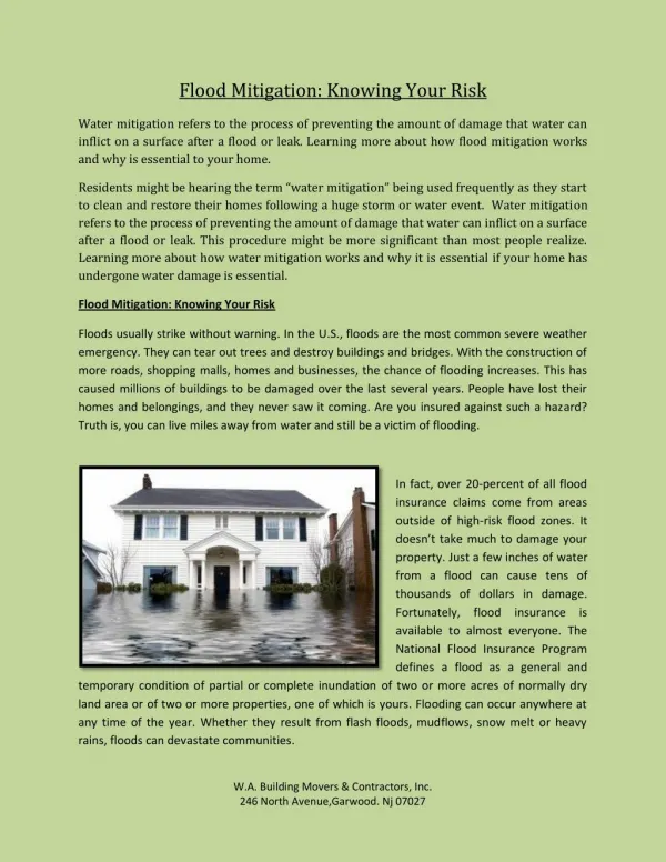 Flood Mitigation: Knowing Your Risk