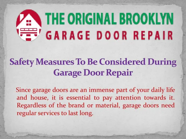 Safety Measures To Be Considered During Garage Door Repair