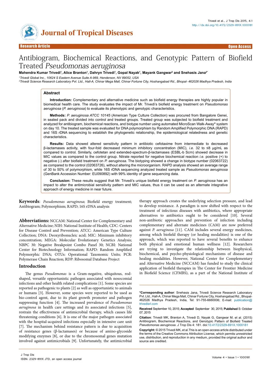 trivedi et al j trop dis 2015 4 1 http