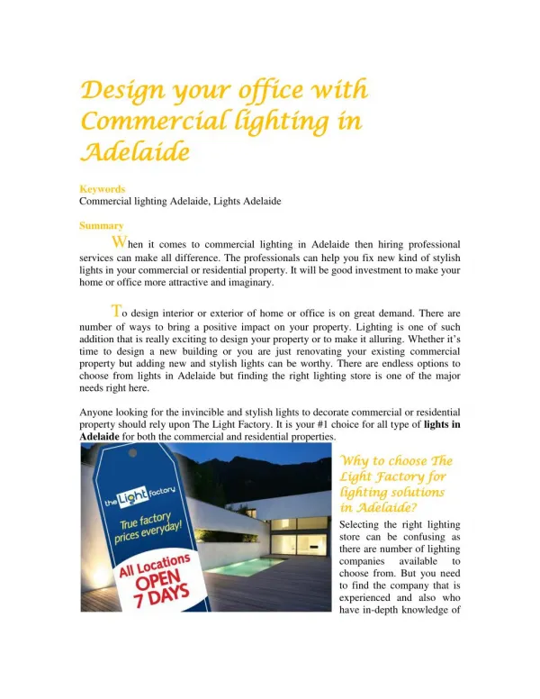 Design your office with Commercial lighting in Adelaide