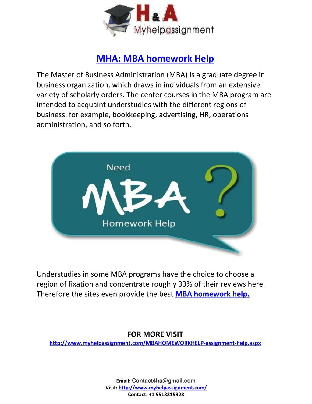 mha mba homework help