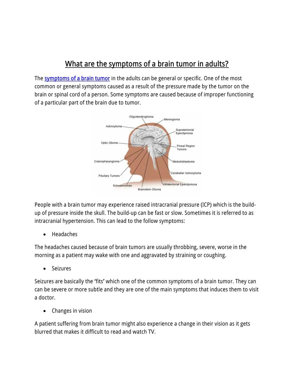 what are the symptoms of a brain tumor in adults