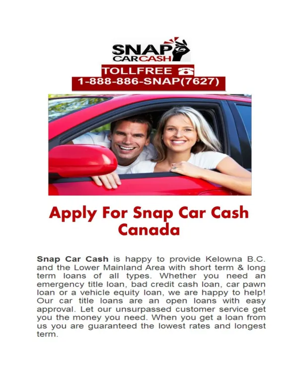 Car title loans Kelowna