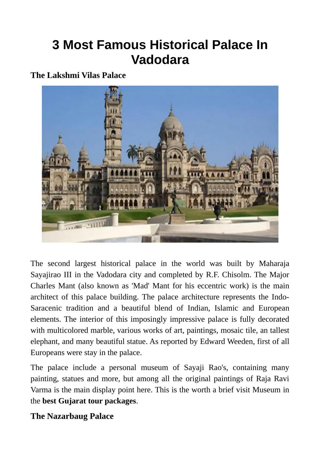3 most famous historical palace in vadodara