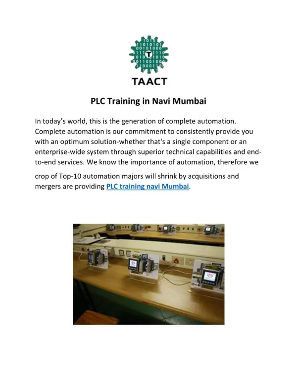 PLC Training in Navi Mumbai