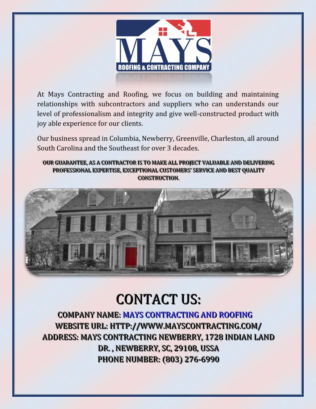 at mays contracting and roofing we focus