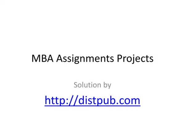 MBA Solved Assignments by DistPub