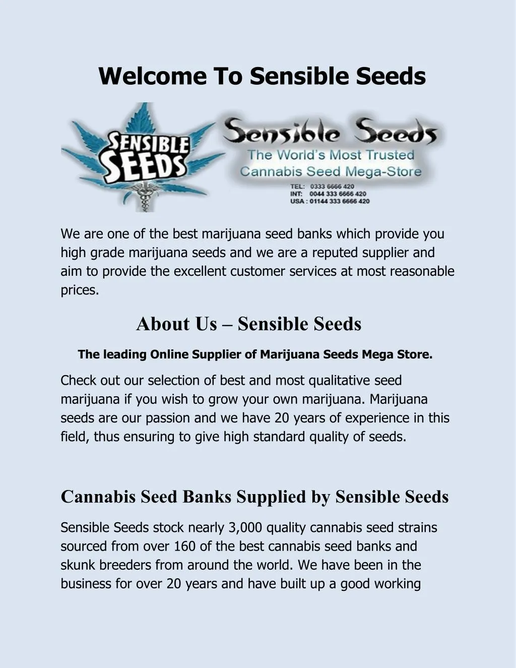 welcome to sensible seeds
