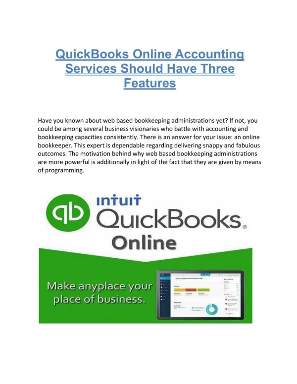 QuickBooks Online Accounting Services Should Have Three Features