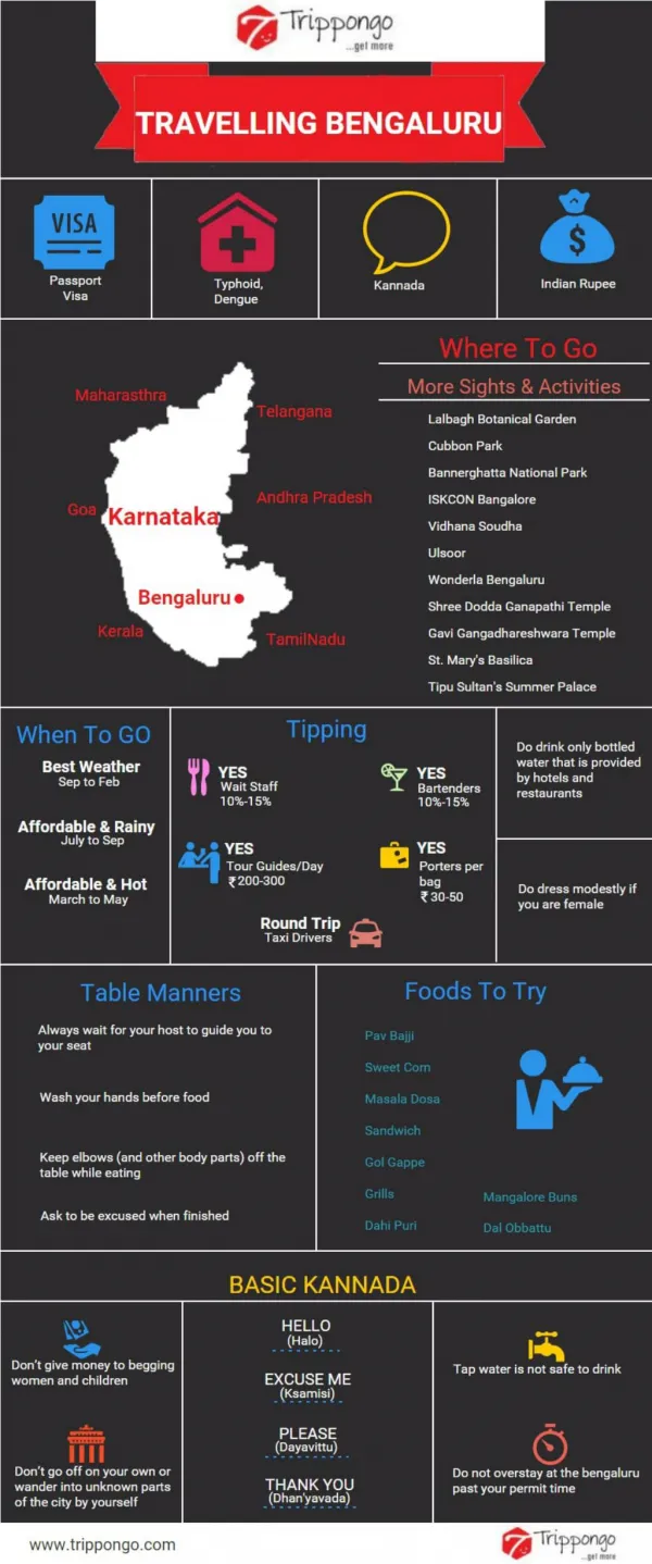 Bengaluru Travelling Infographic - Trippongo