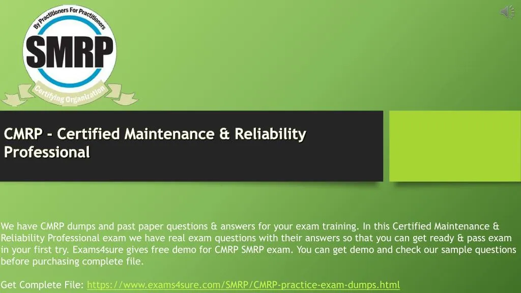 cmrp certified maintenance reliability
