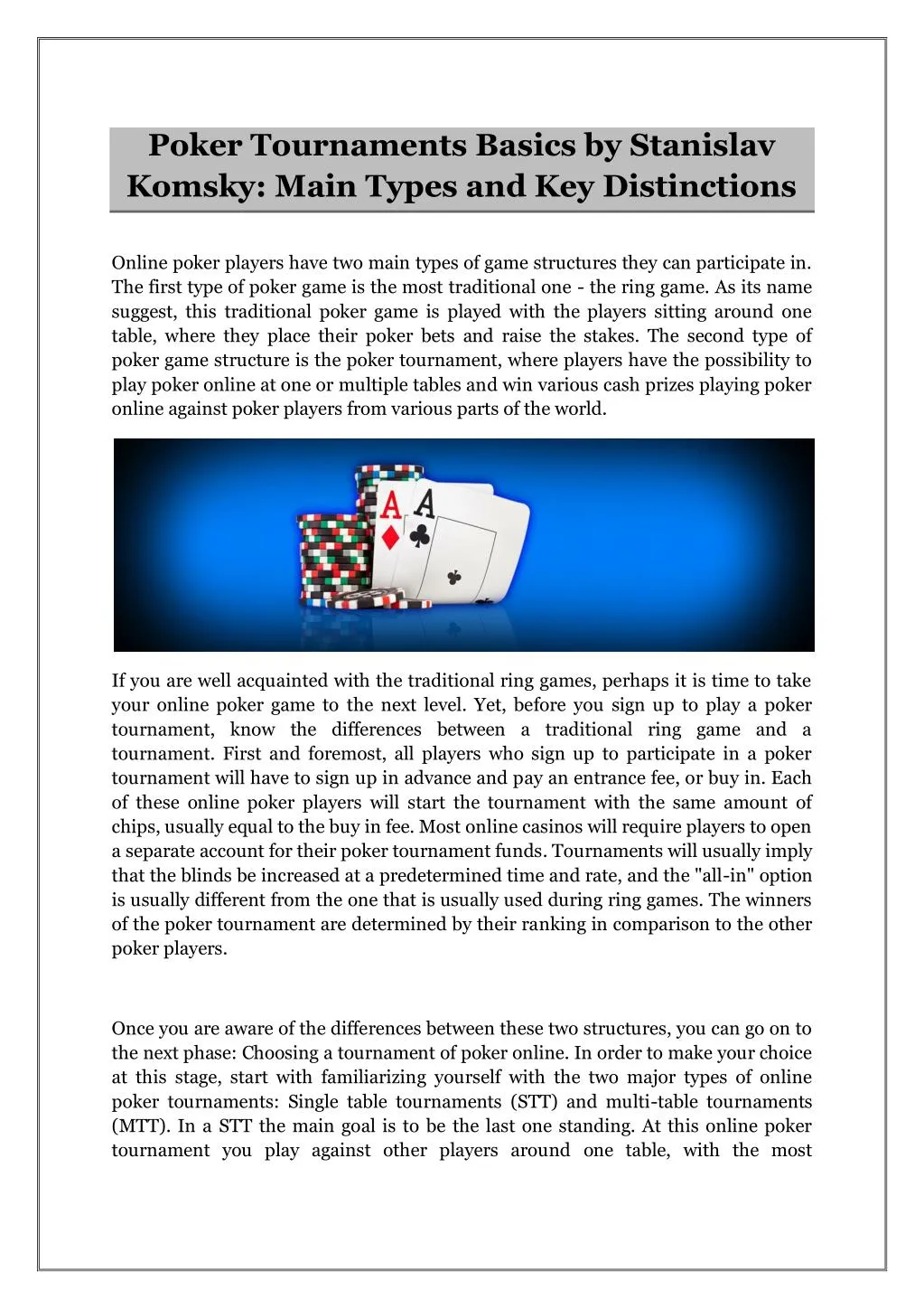 poker tournaments basics by stanislav komsky main