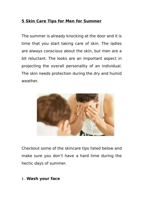 5 Skin Care Tips for Men for Summer