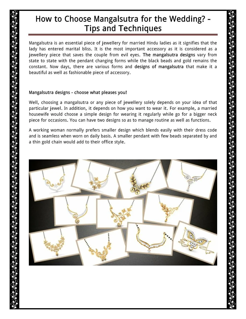 how to choose mangalsutra for the wedding tips