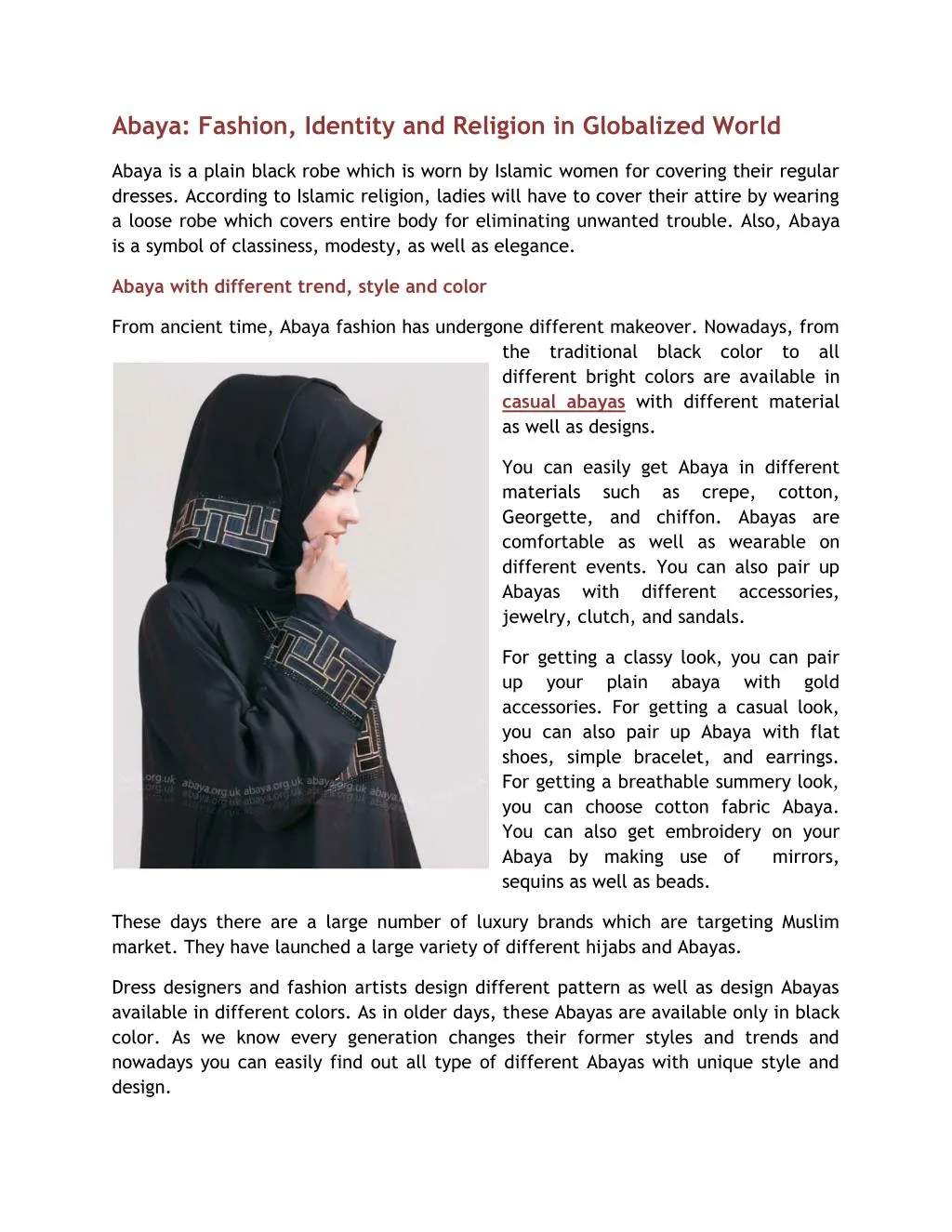 abaya fashion identity and religion in globalized