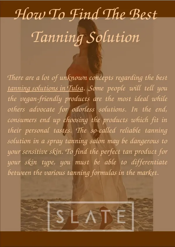 How To Find The Best Tanning Solution